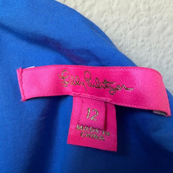 Lilly Pulitzer Kipton Blue Floral One-Shoulder Romper Dress Size 12 - Picture 4 of 6